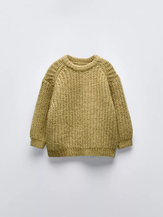 Zara Other - Olive Green Chunky Knit Crewneck Sweater